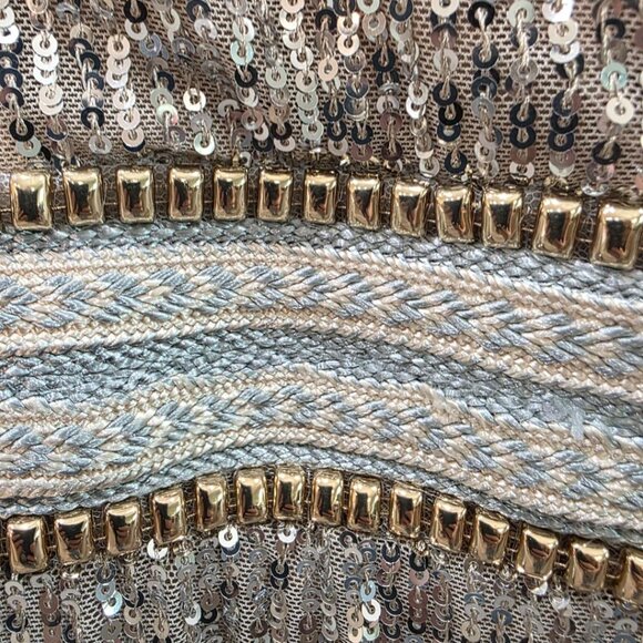 NWT Guess Sequined Cocktail Party Dress Silver/Gold Women's XS Lined, V-Neck! - Picture 14 of 16